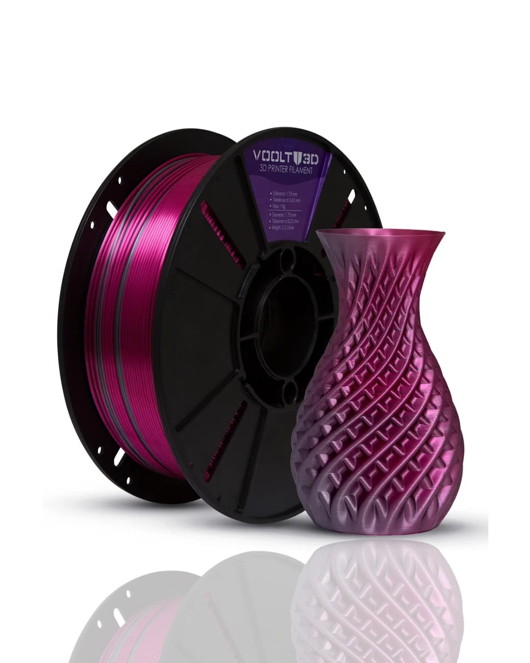 PLA Duo Color Inox e Rosa Choque Silk High Speed 1kg