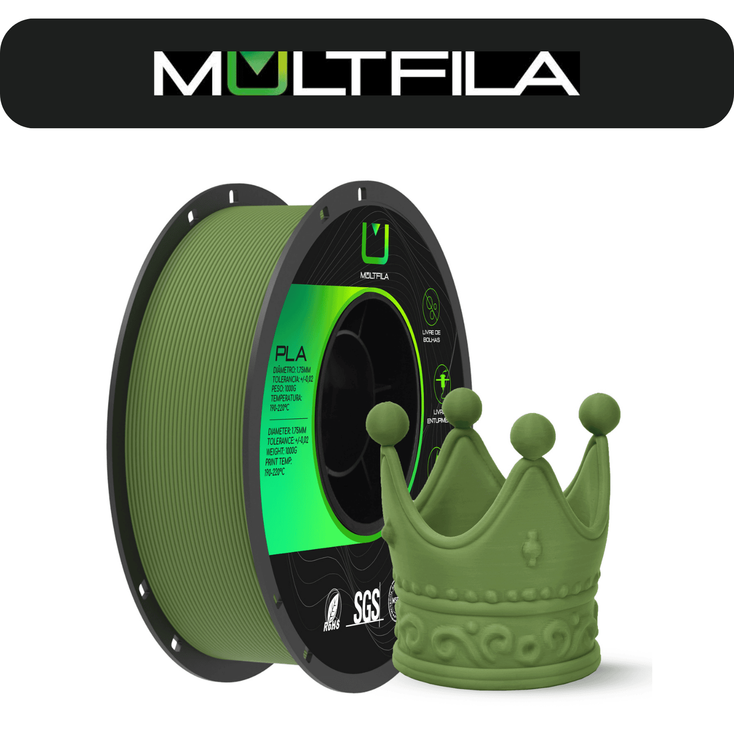 PLA Matte Verde Militar 1kg