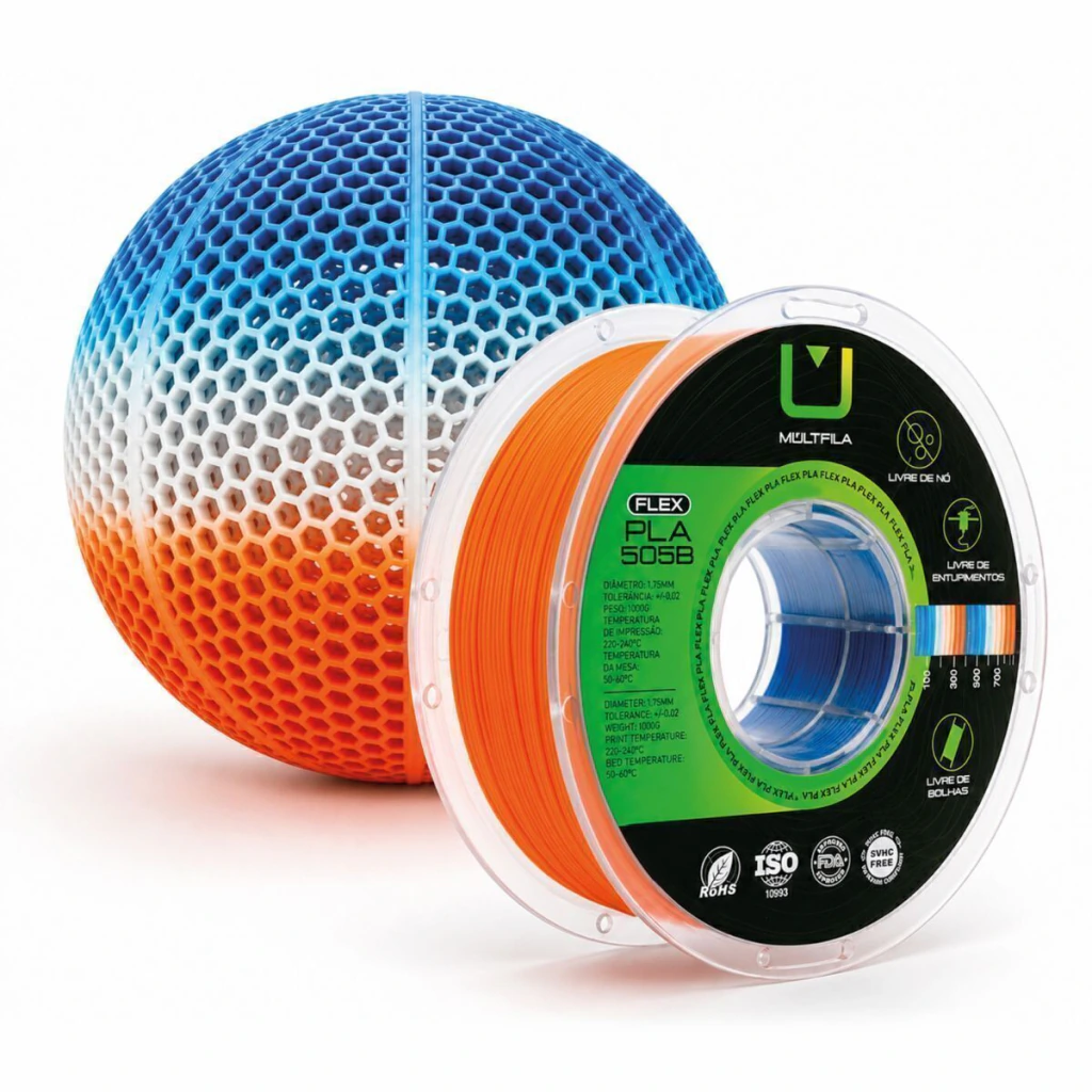 PLA Flex 505 B Azul Laranja e Branco 1kg