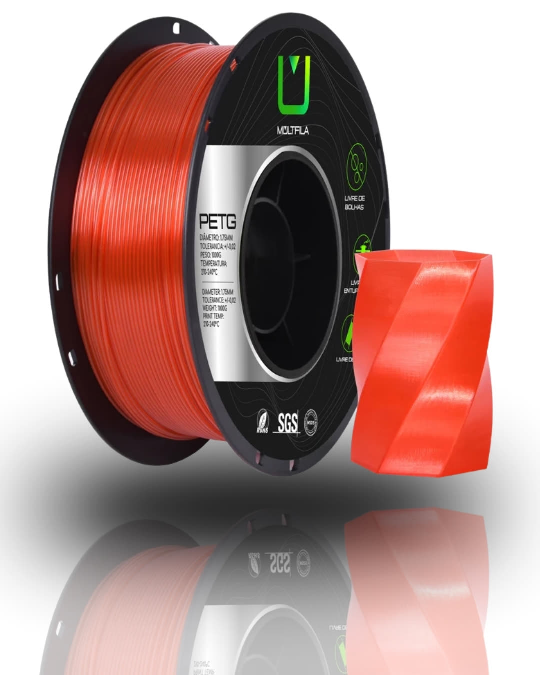 PETG Vermelho Translucido 1kg