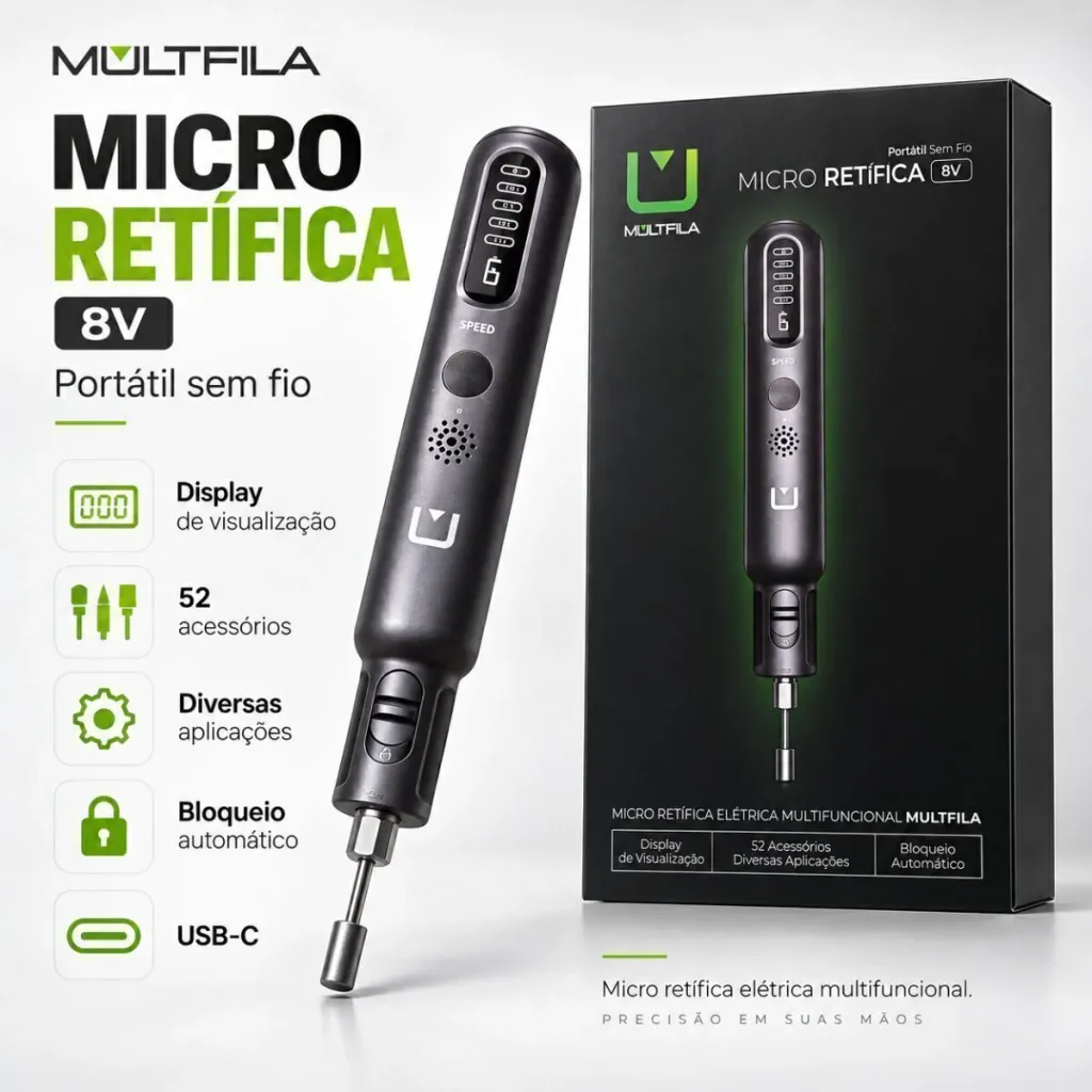 Micro Retifica S/Fio Recarregavel Via Usb-C