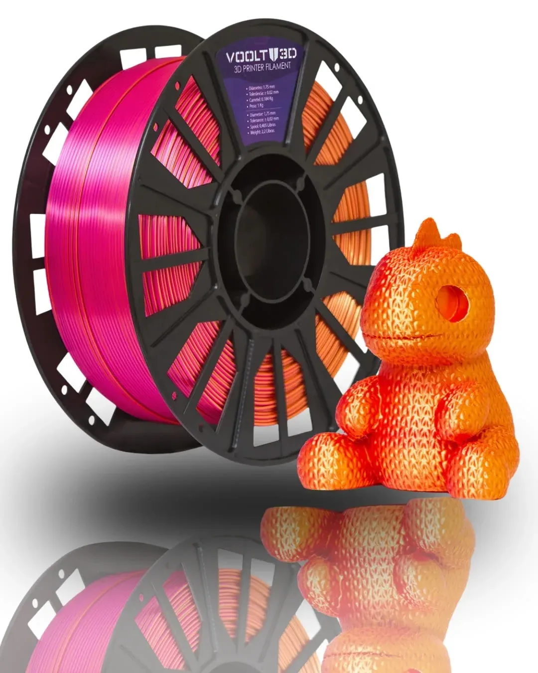 PLA Silk Tri Color Dourado / Laranja / Rosa Choque 1kg