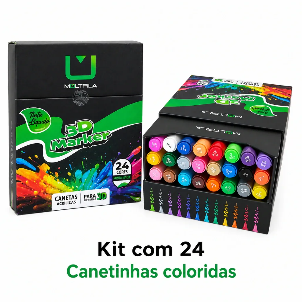 Kit de Canetinha 3D — 24 Cores