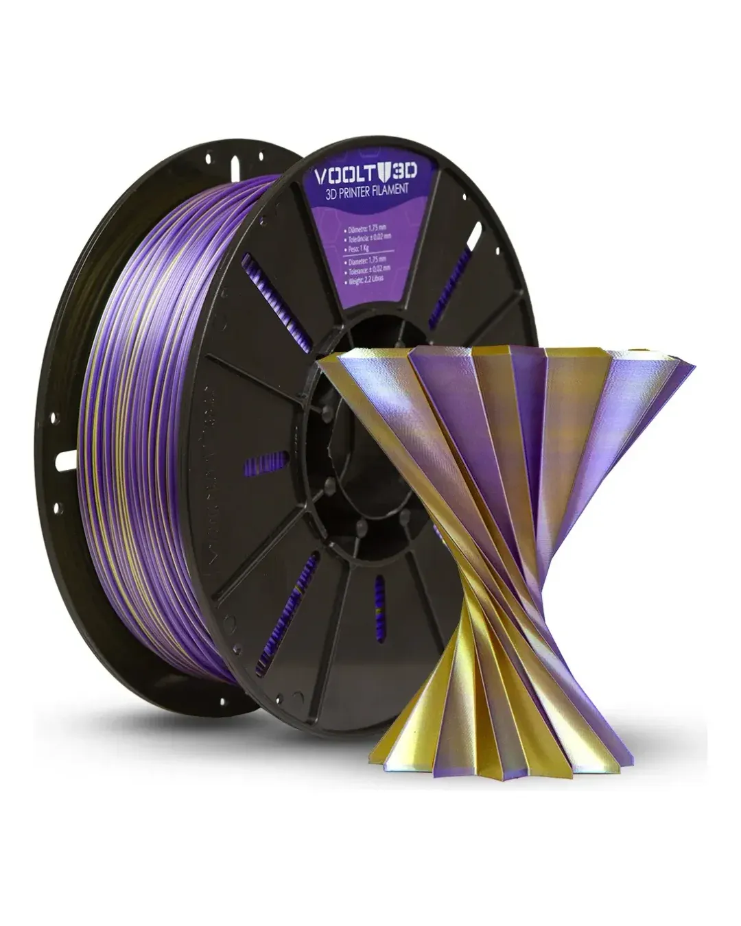 PLA Duo Color Lilas e Dourado V Silk 1kg