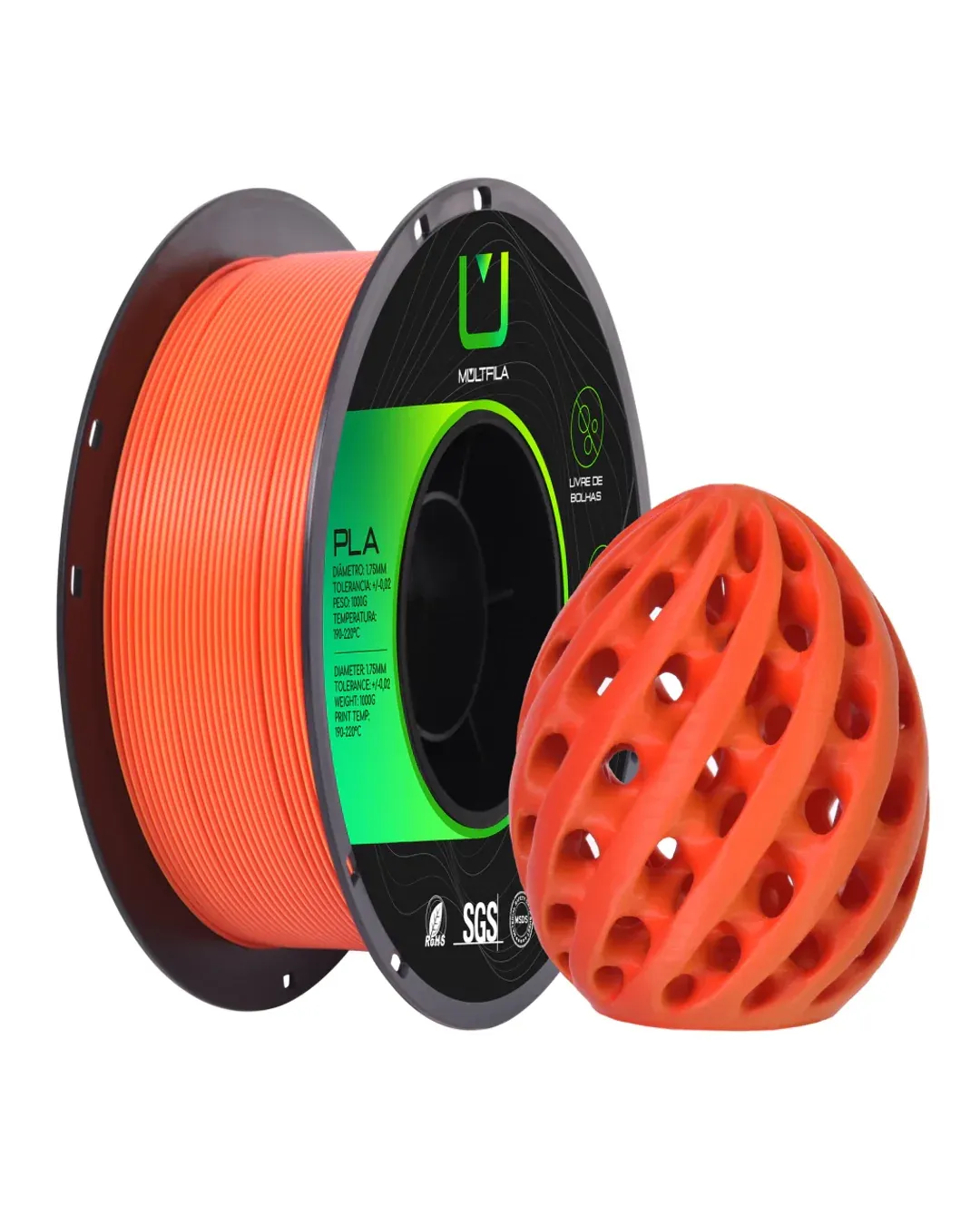 PLA Matte Dua Vermelho e Laranja 1kg
