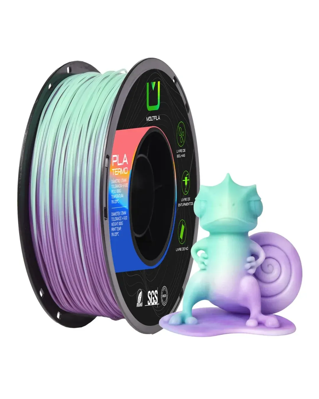 PLA Termo Roxo e Verde 1kg