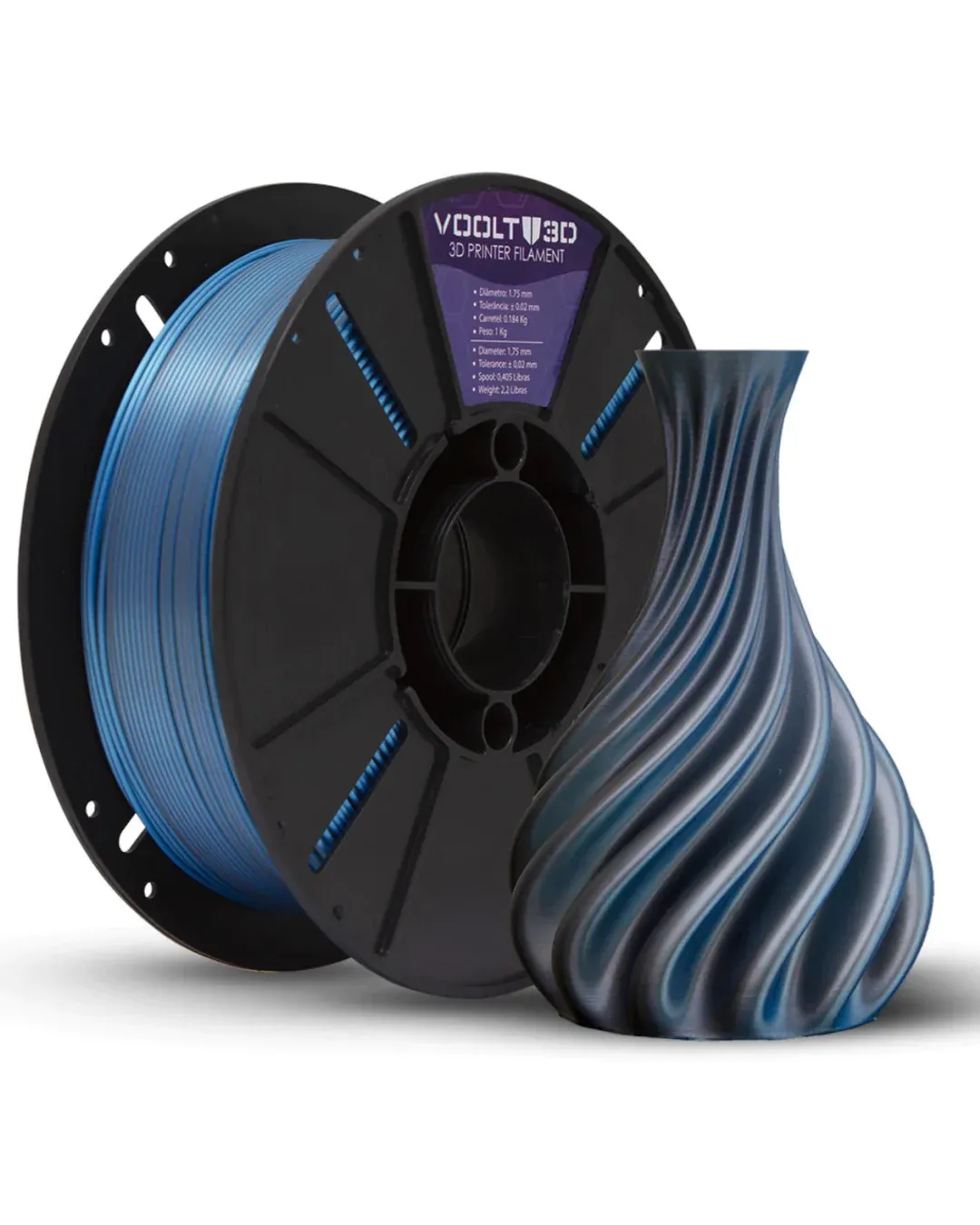 PLA Duo Color Aluminio e Azul V Silk High Speed 1kg