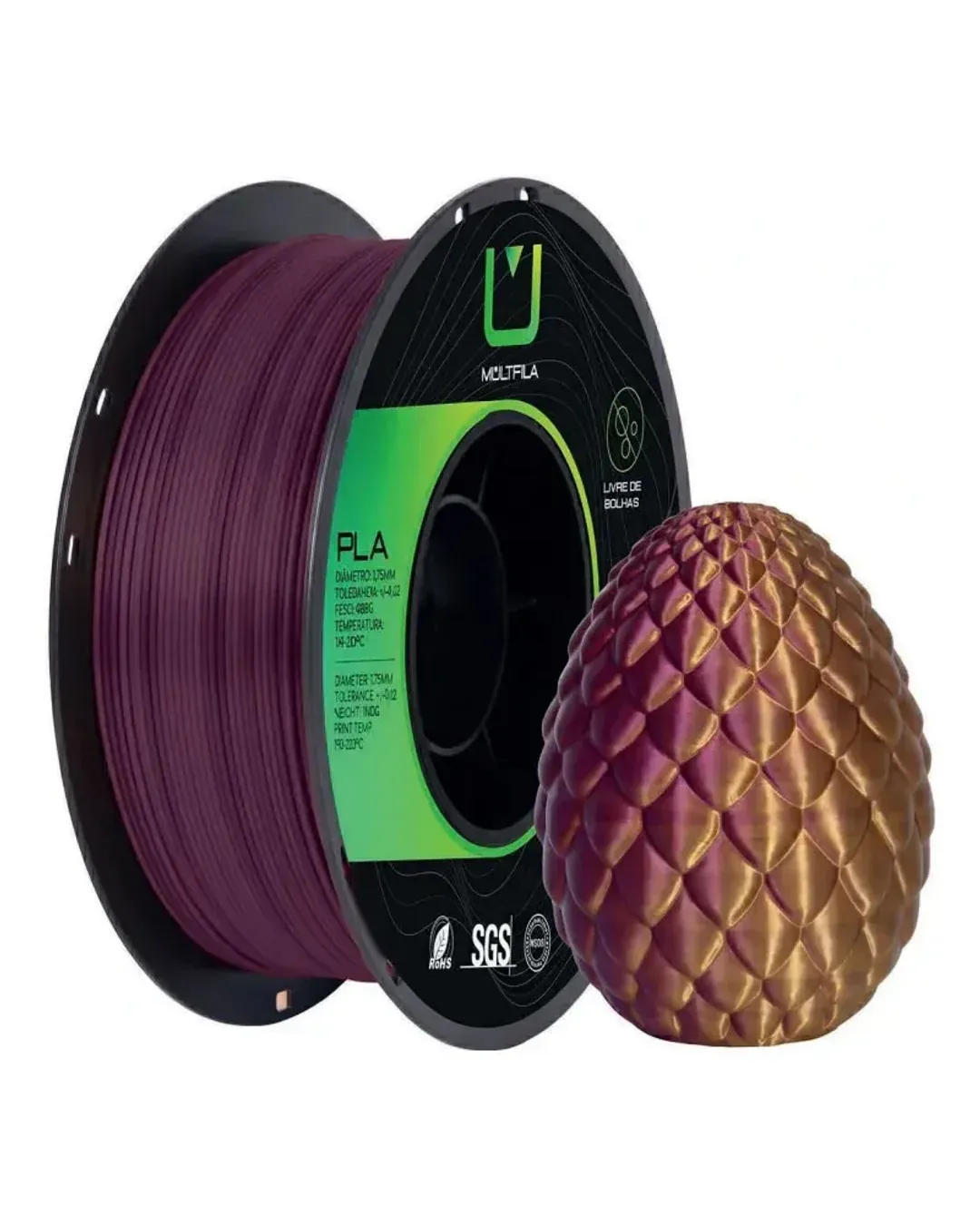 PLA Silk Dual Color Roxo e Dourado 1kg