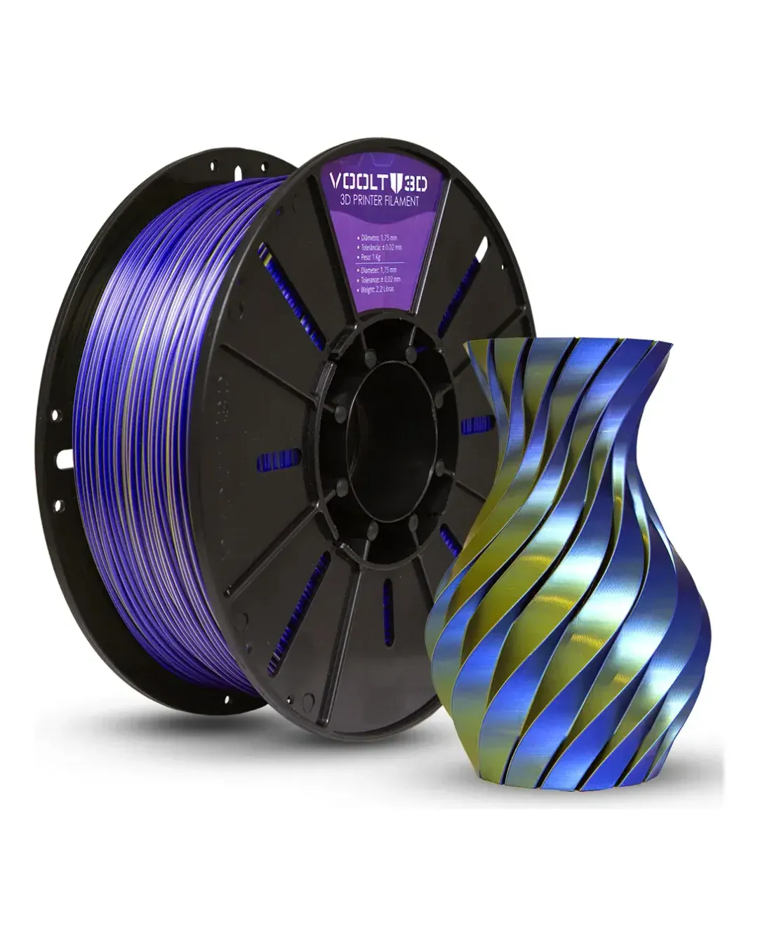 PLA Duo Color Dourado e Azul Safira V Silk High Speed 1kg