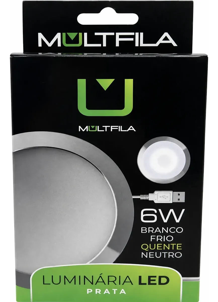 Luminaria Liga Desliga Branco Quente 6w Prata