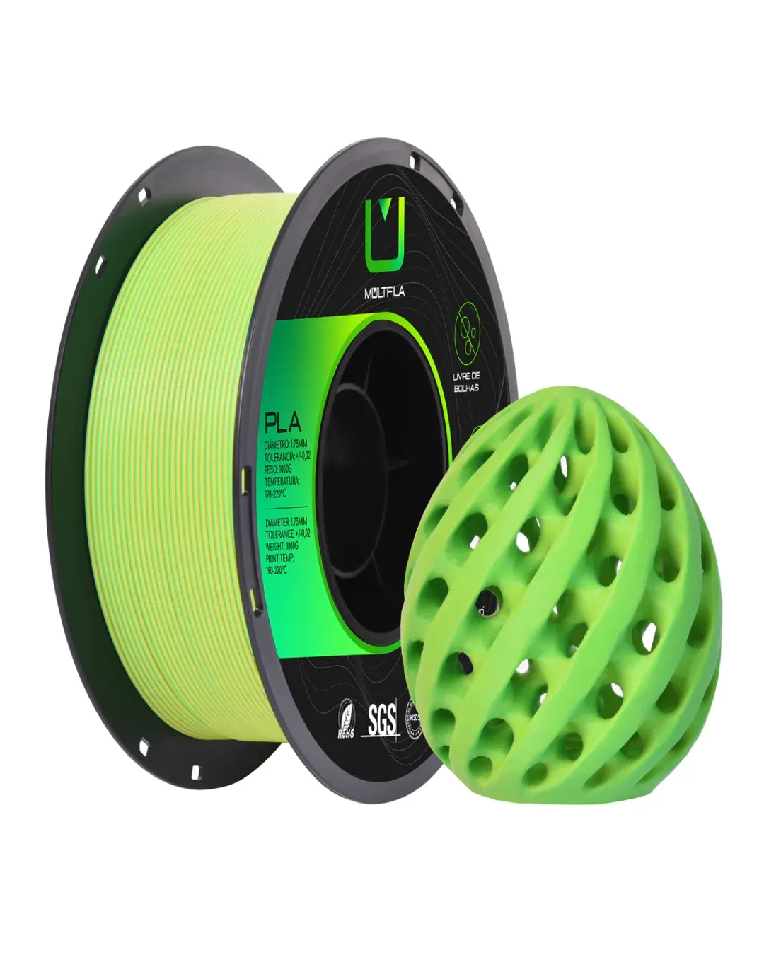 PLA Duo Color Matte Verde e Amarelo 1kg