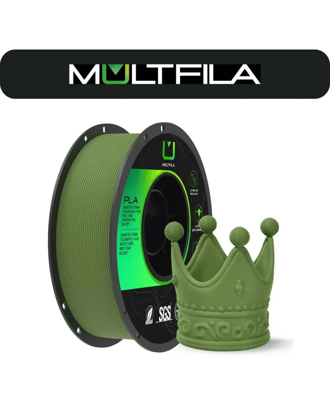 PLA Matte Verde Militar 1kg