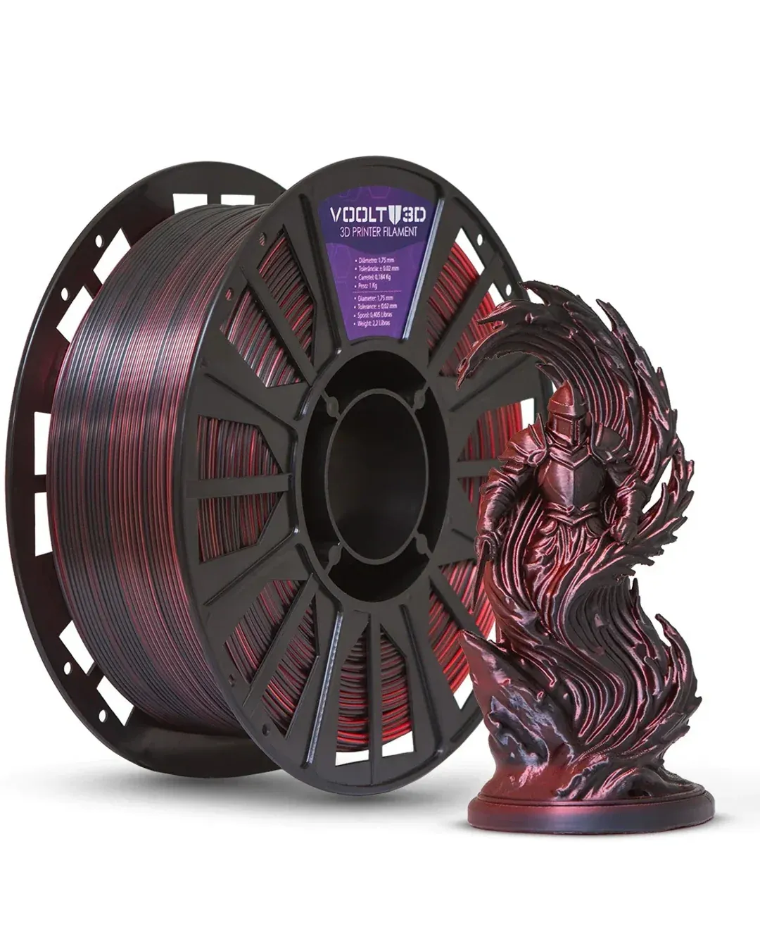 PLA Duo Color Shadow Vermelho e Preto V Silk 1kg