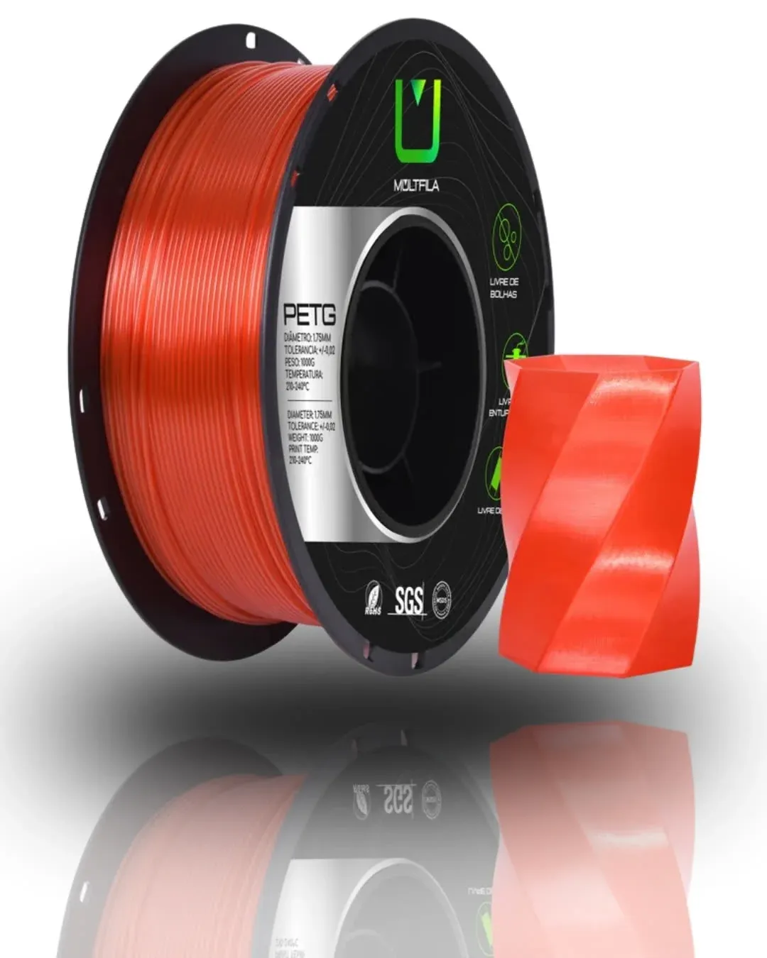 PETG Vermelho Translucido 1kg
